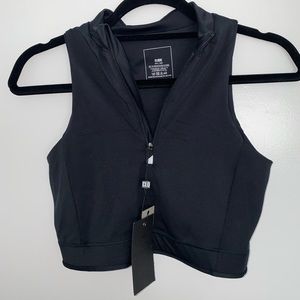 Black zip up crop top